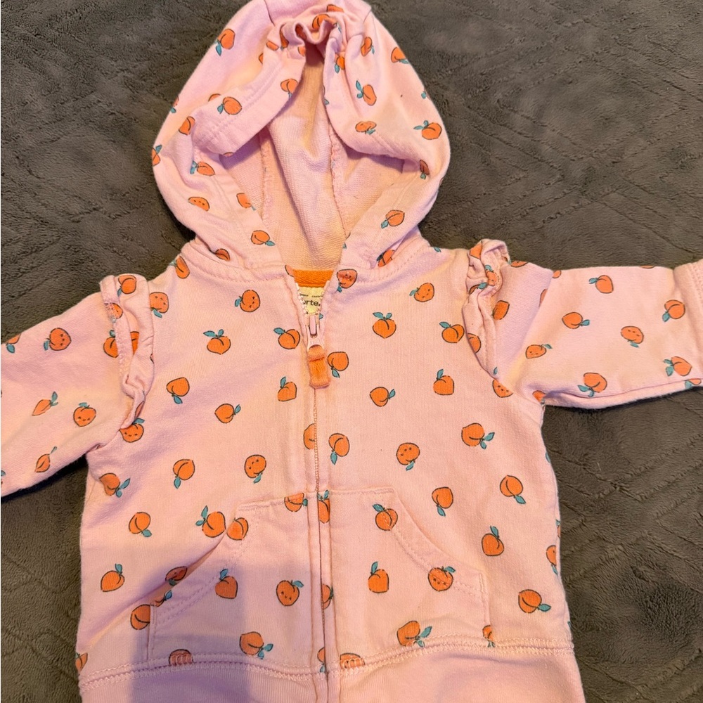 Carter's Pink Hoodie with Peach Design